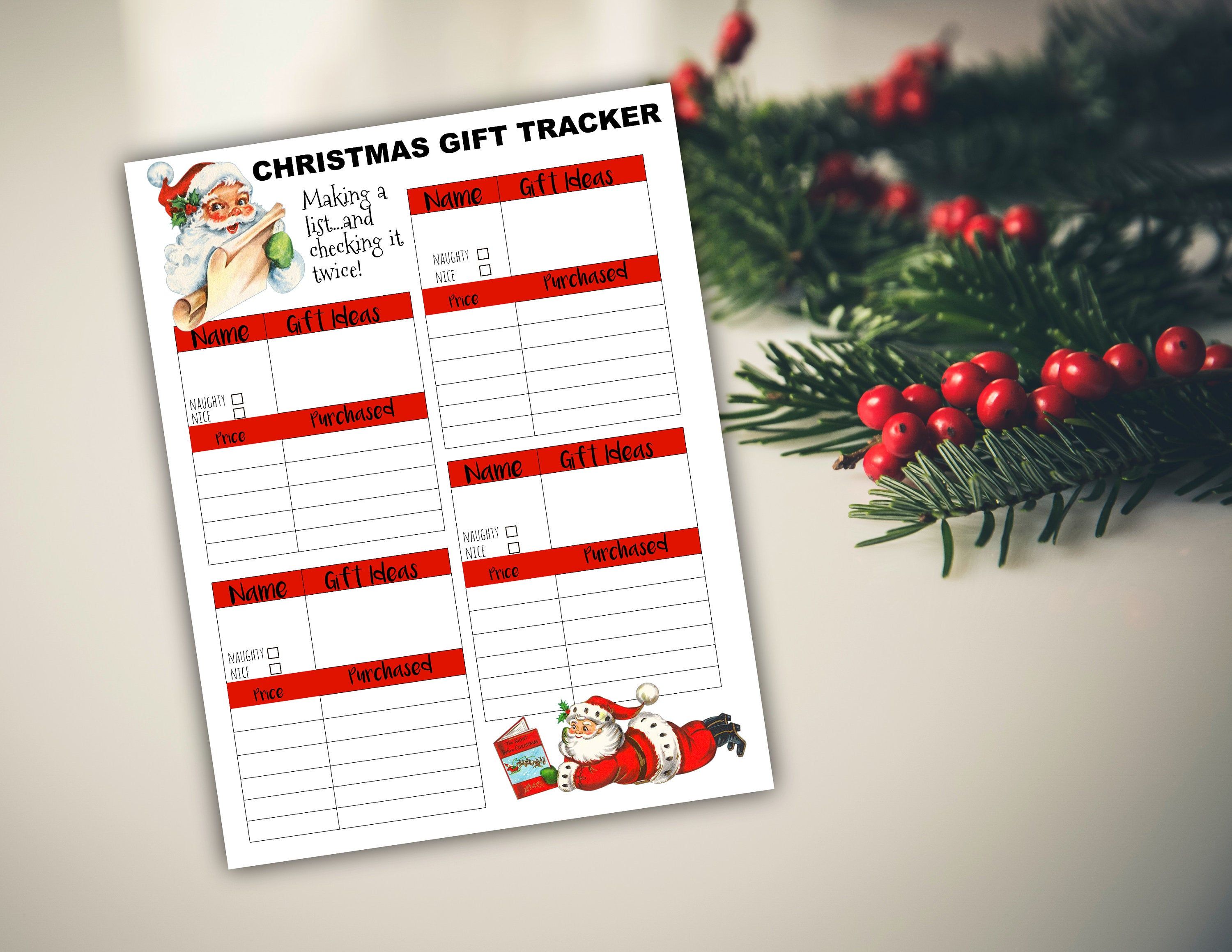 Gift Tracker Printable - Printable Word Searches