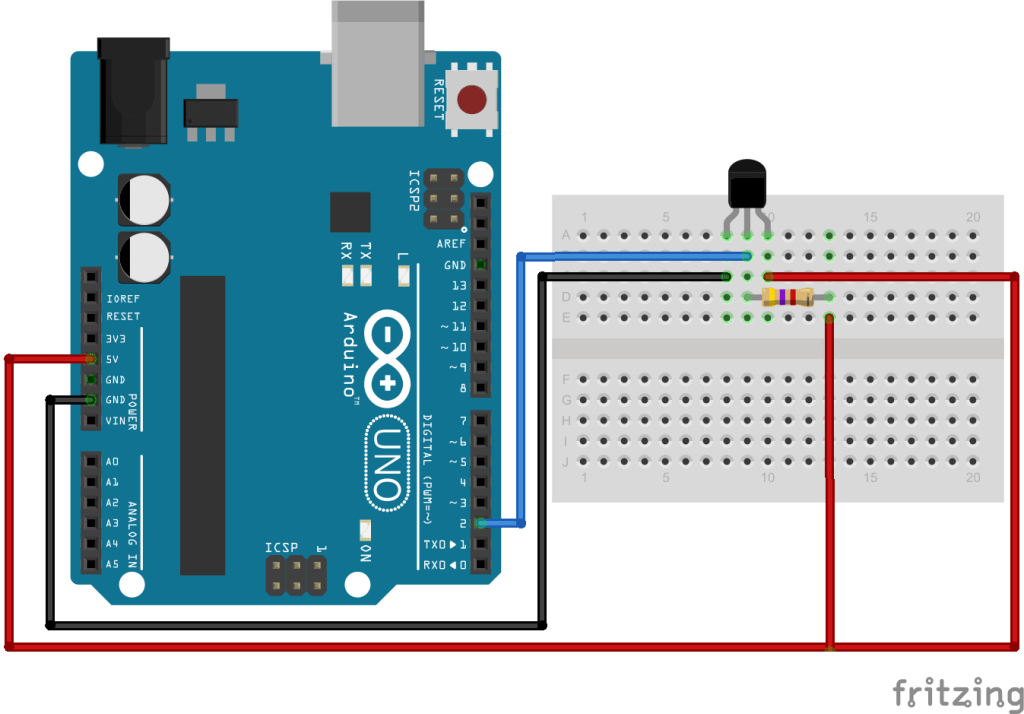 Temperature Sensor Arduino Circuit Diagram