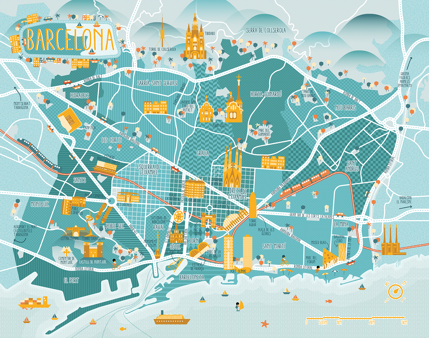 Map of Barcelona by Diana Stanciulescu for Conbook Verlag | Map design ...