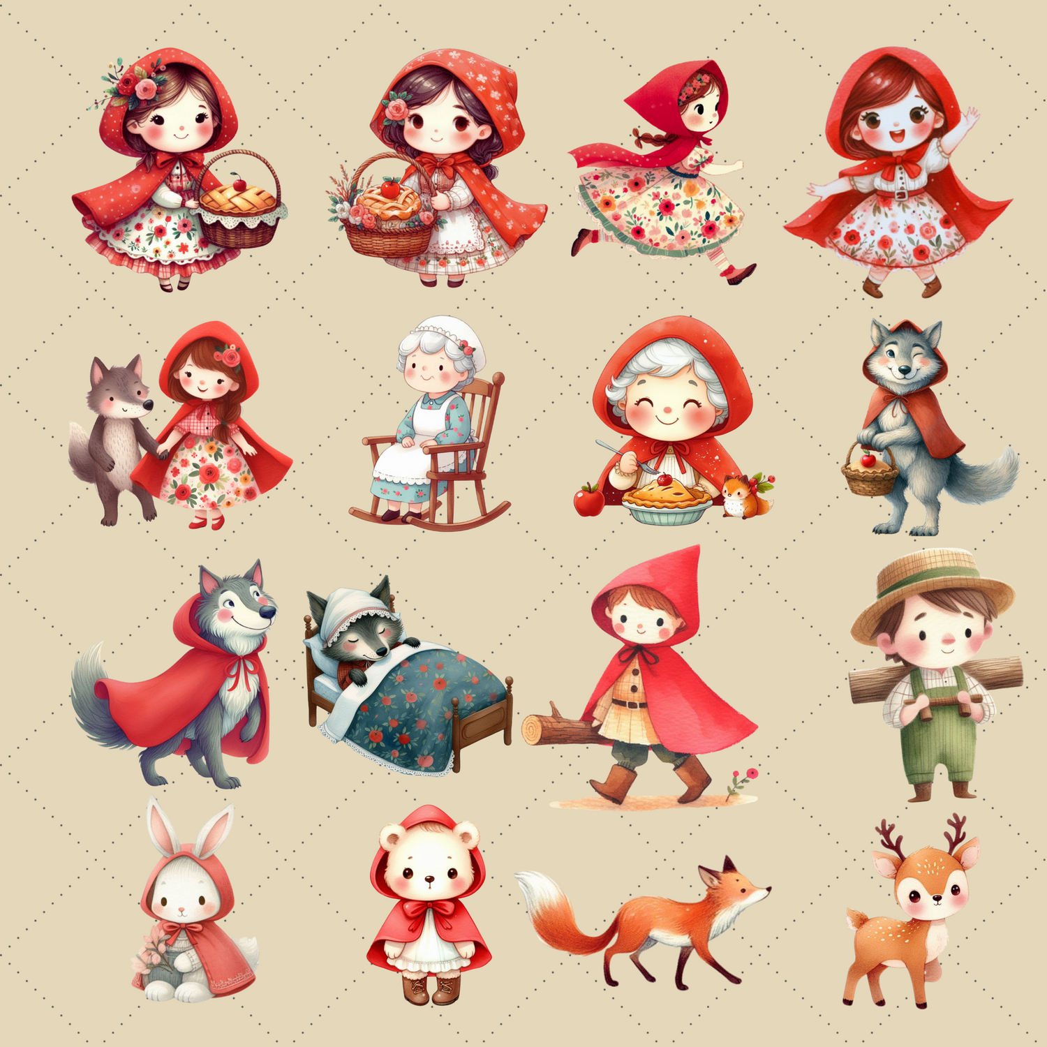 51 Little Red Riding Hood Clipart, Fairy Tale Art, Little Red Riding ...