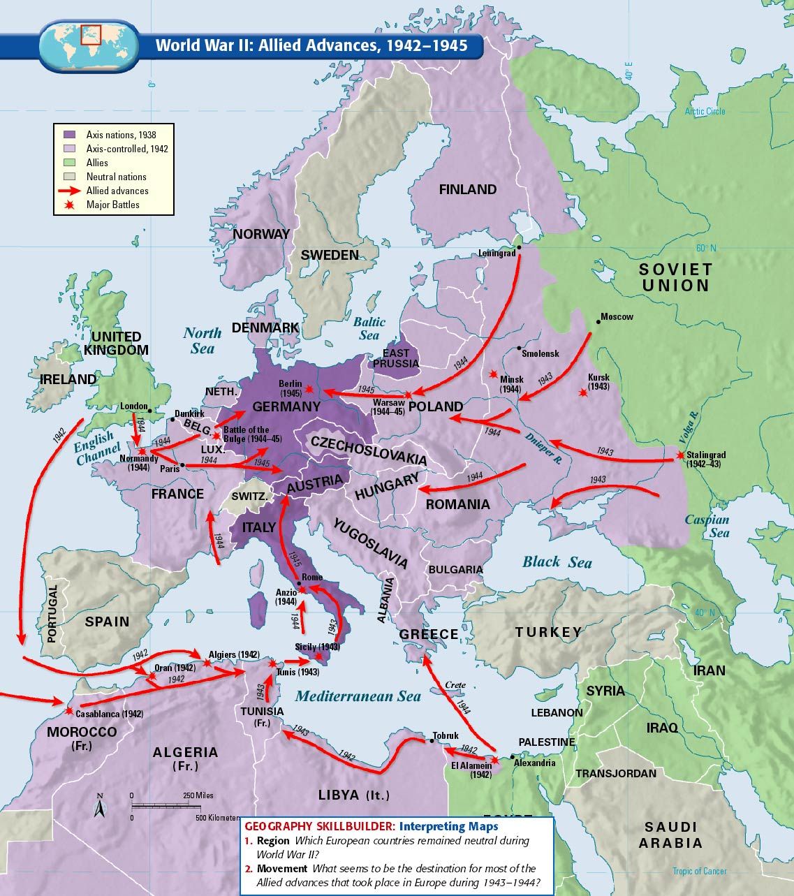 World War 2 Europe Map 1942 1945