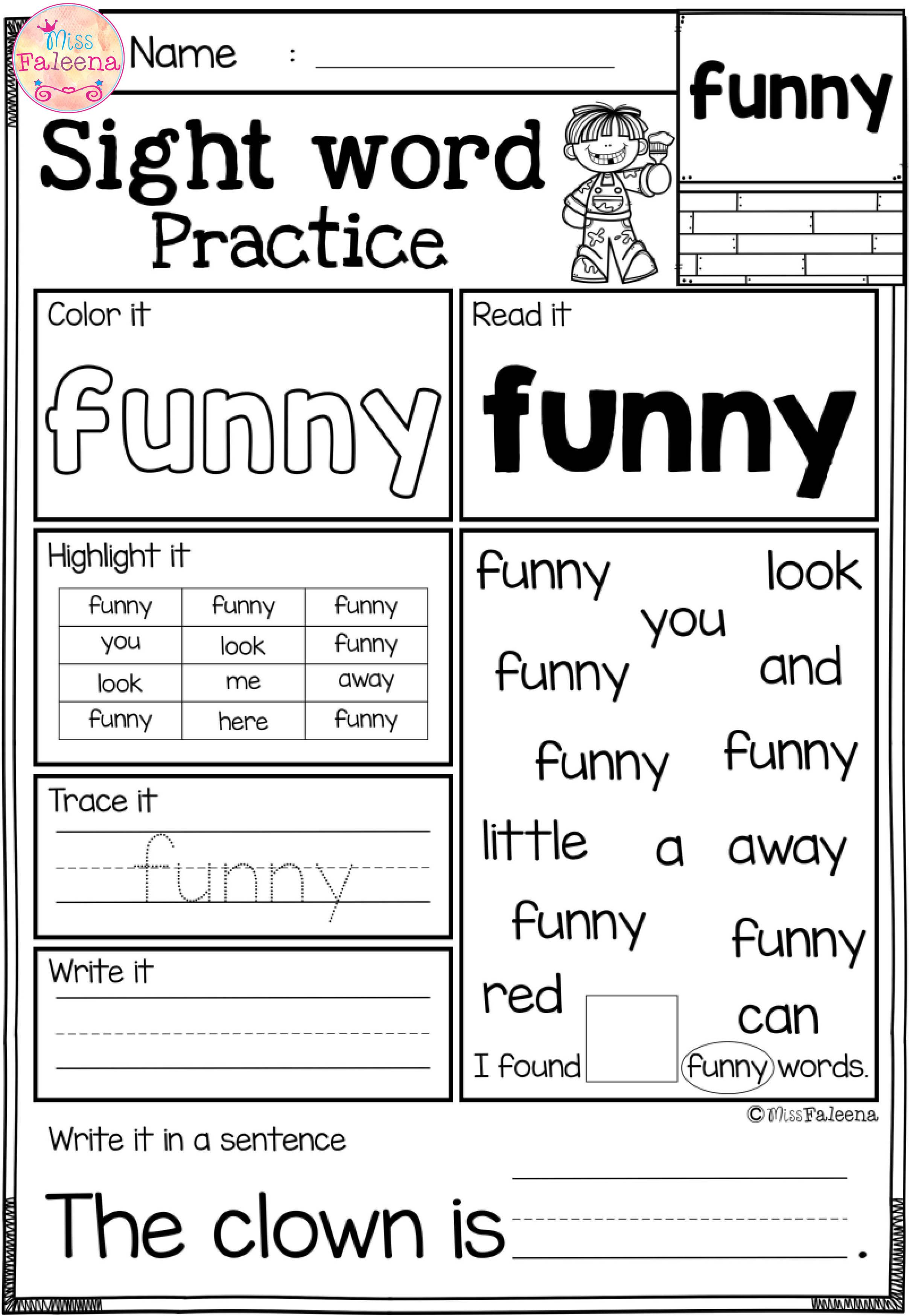 Printable Sight Word Worksheets