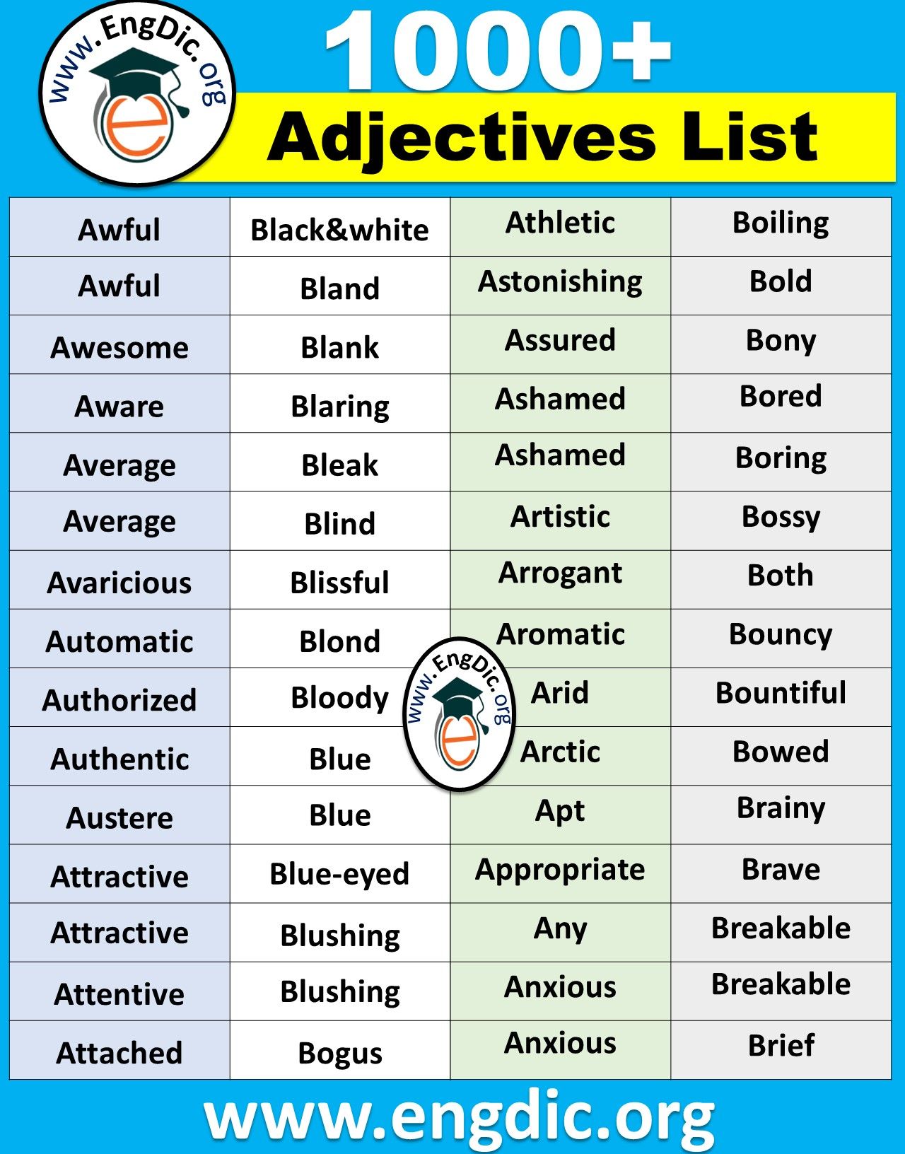 predicate adjectives list | English vocabulary words, Learn english ...