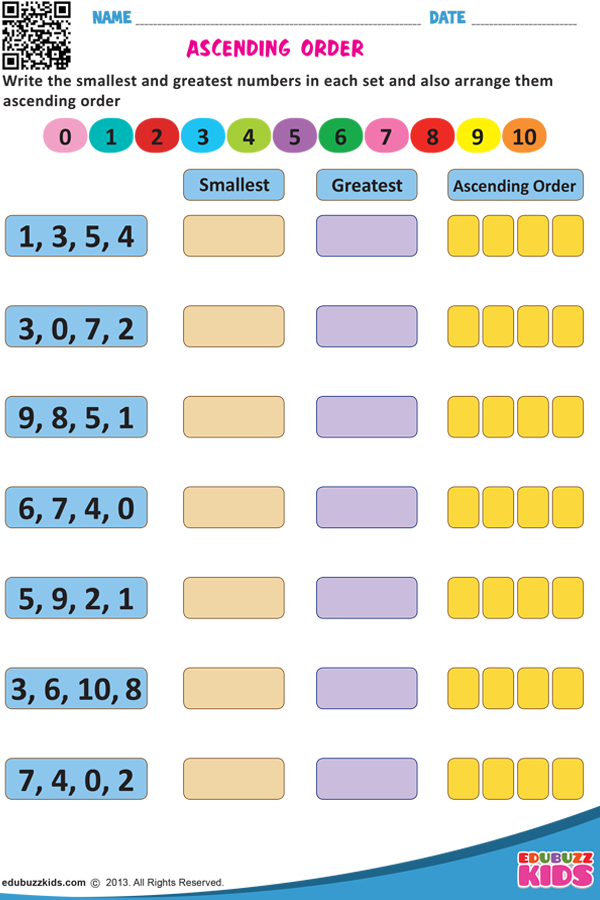 ASCENDING ORDER | Kids math worksheets, Kindergarten math worksheets ...