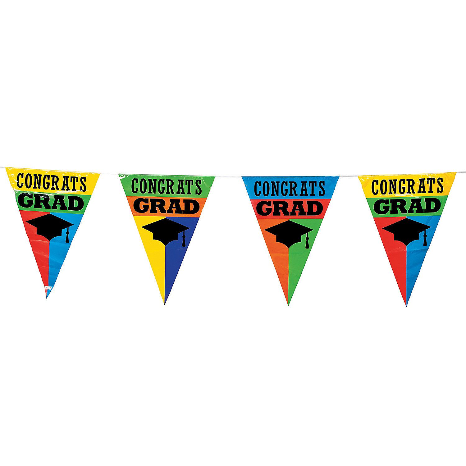 Colorful “Congrats Grad” Pennant Banner - OrientalTrading.com ...