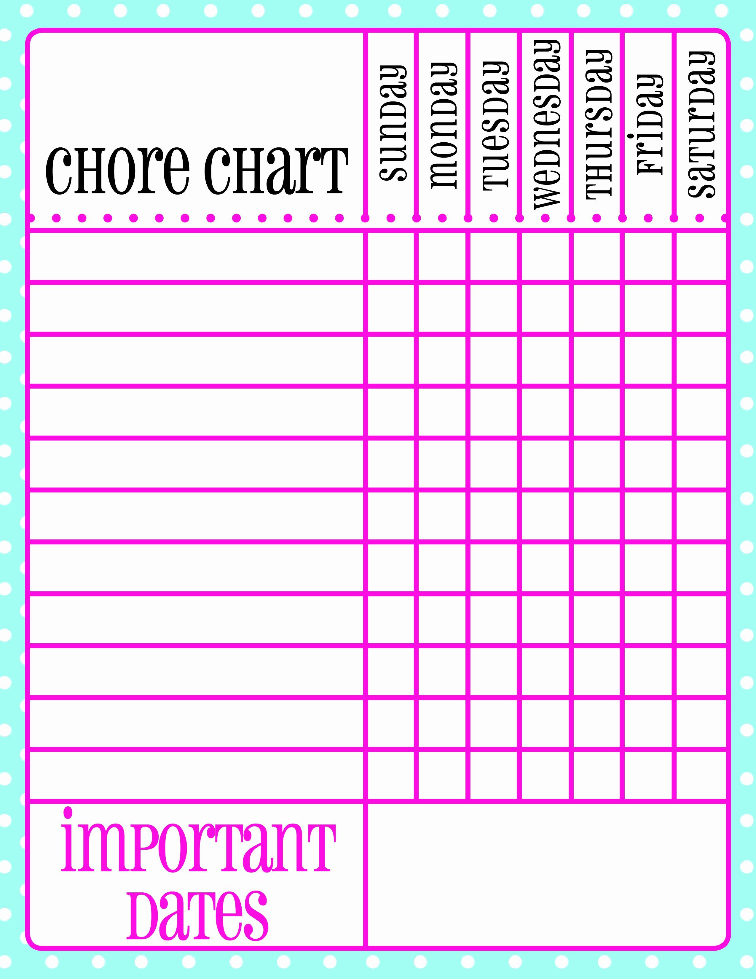 Free Family Chore Chart Printables - Free Printable Templates