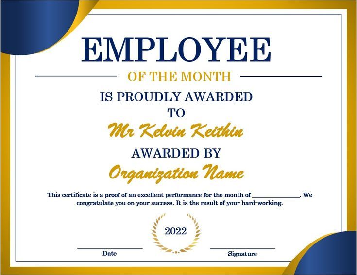 05+ Professional Printable Employee of the Month Certificate Design ...