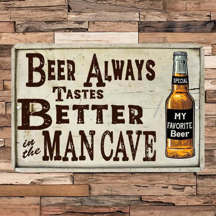 Beer Better Man Cave Vintage Look Chic Distressed 8x12 Metal Sign