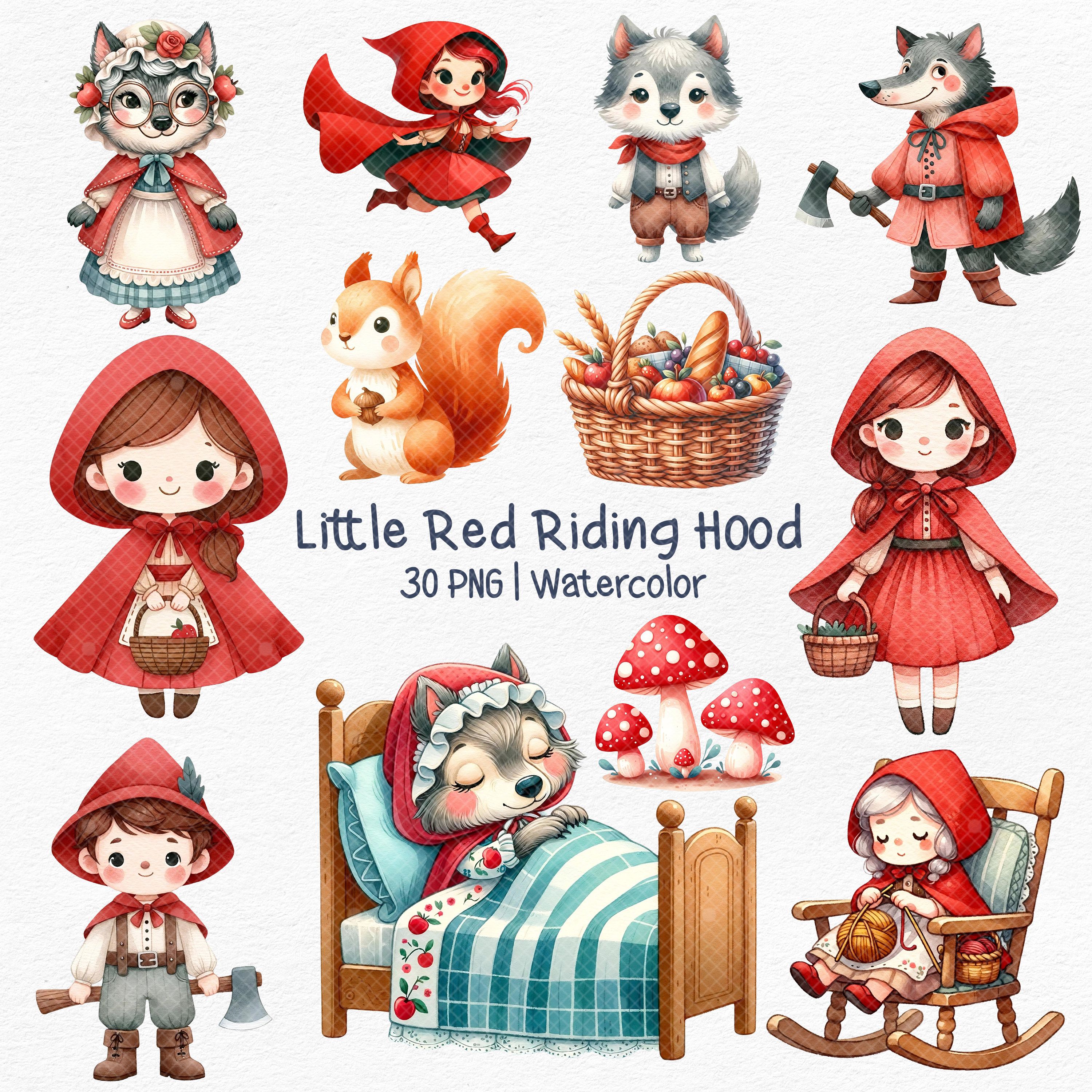 Little Red Riding Hood Clipart,red Riding Hood Watercolor,once Upon a ...