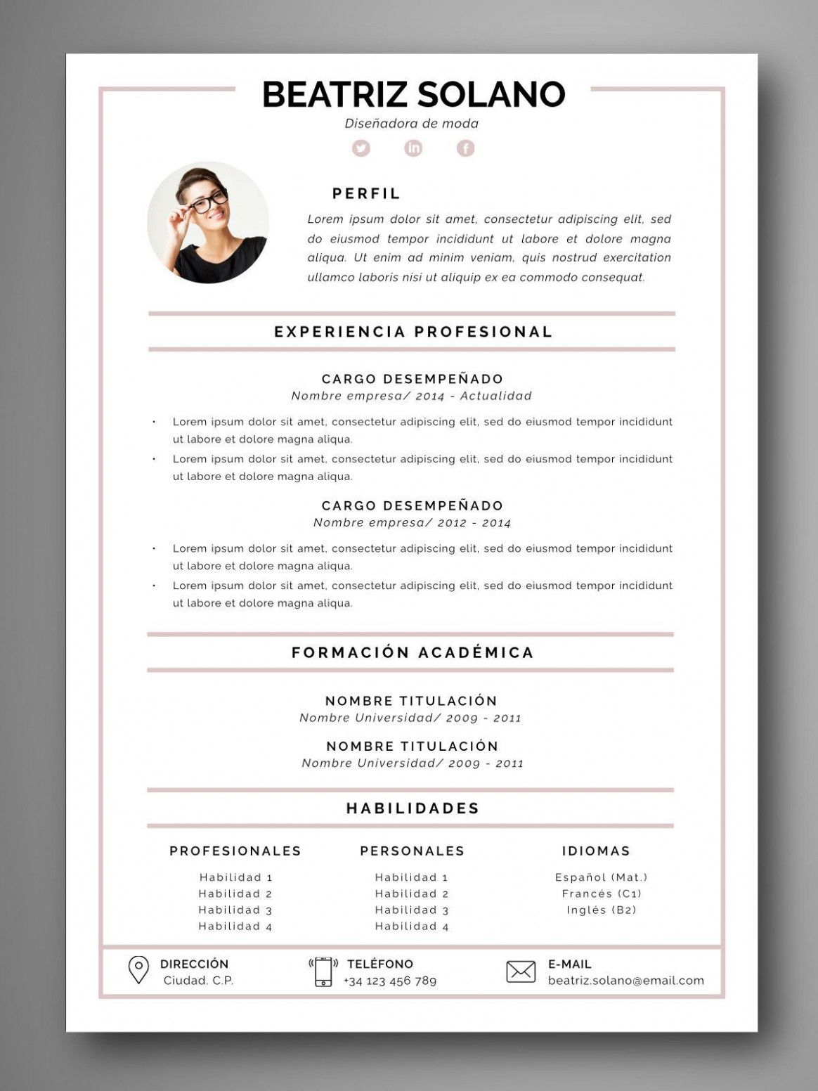 Resume Template En Espanol