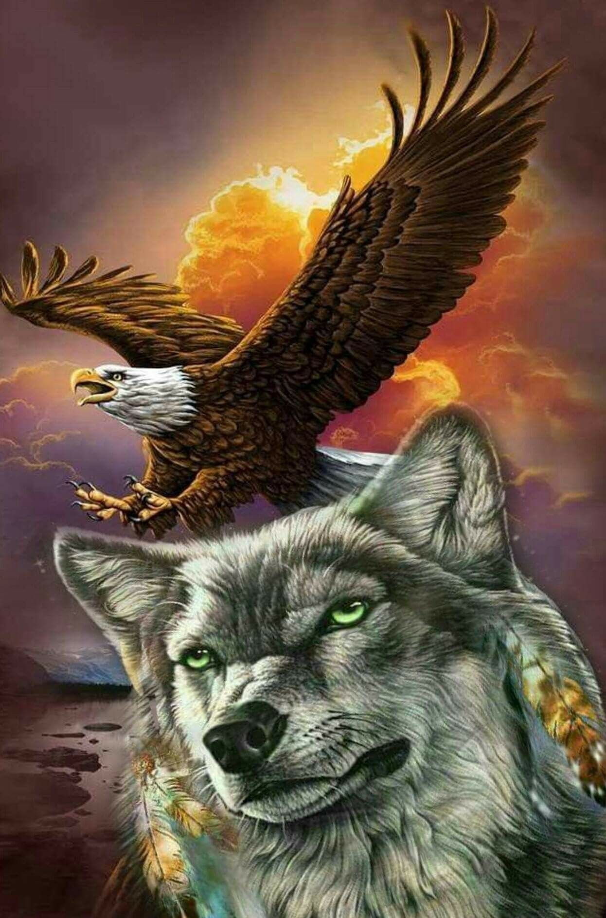 Eagle Artwork, Native Artwork, Wolf Artwork, Native American Wolf ...