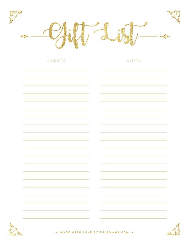 Free Printable Gift Tracker For Any Occasion | Gift tracker, Baby ...