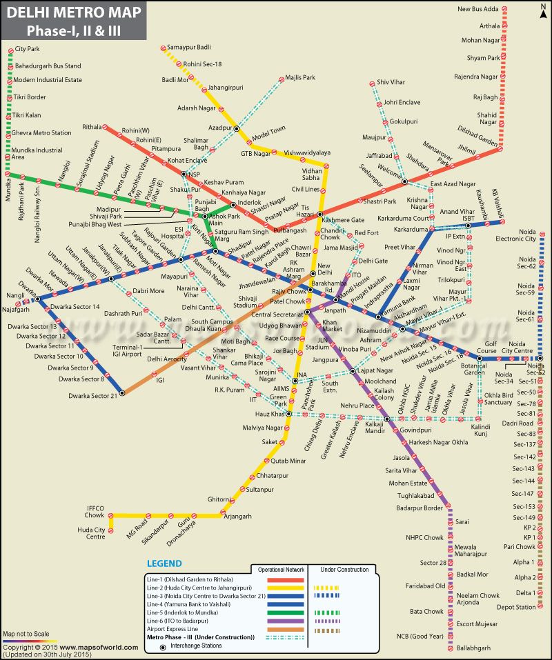 Delhi Metro Map | Map of Delhi Metro | Delhi metro, Metro map, Map