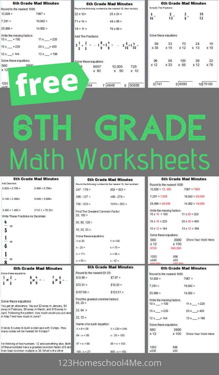 6th grade worksheets math maths for kids - help your kids get extra ...