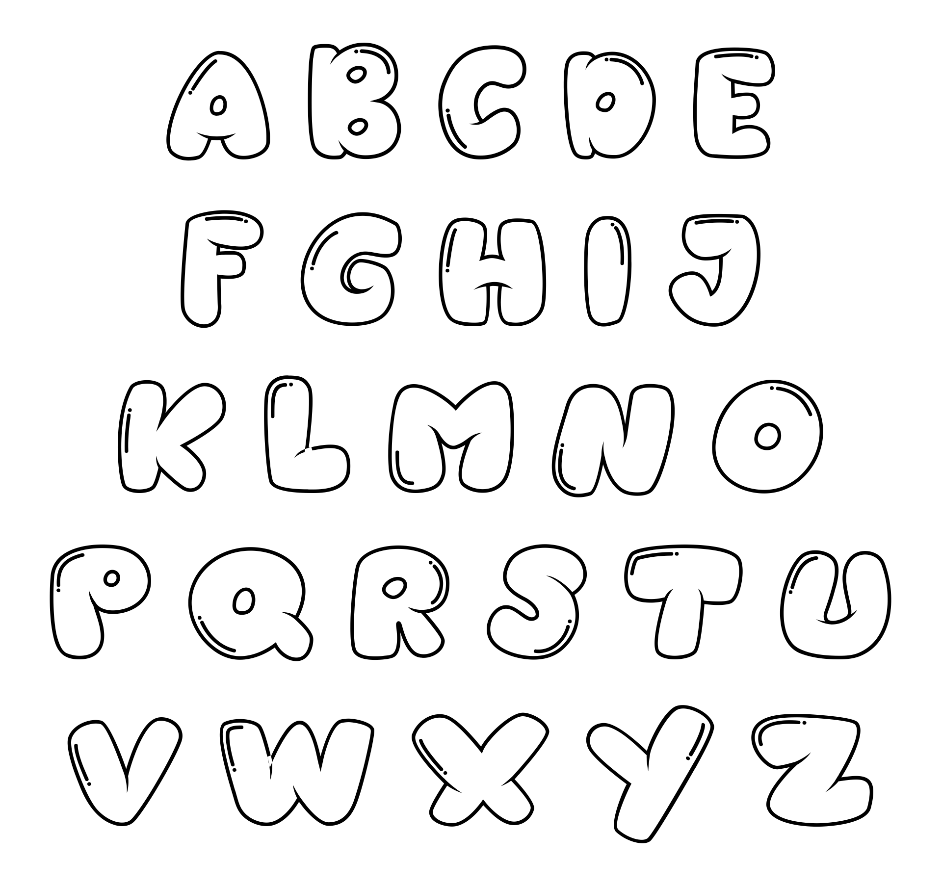 Bubble Letters Alphabet | Bubble letter fonts, Lettering alphabet fonts