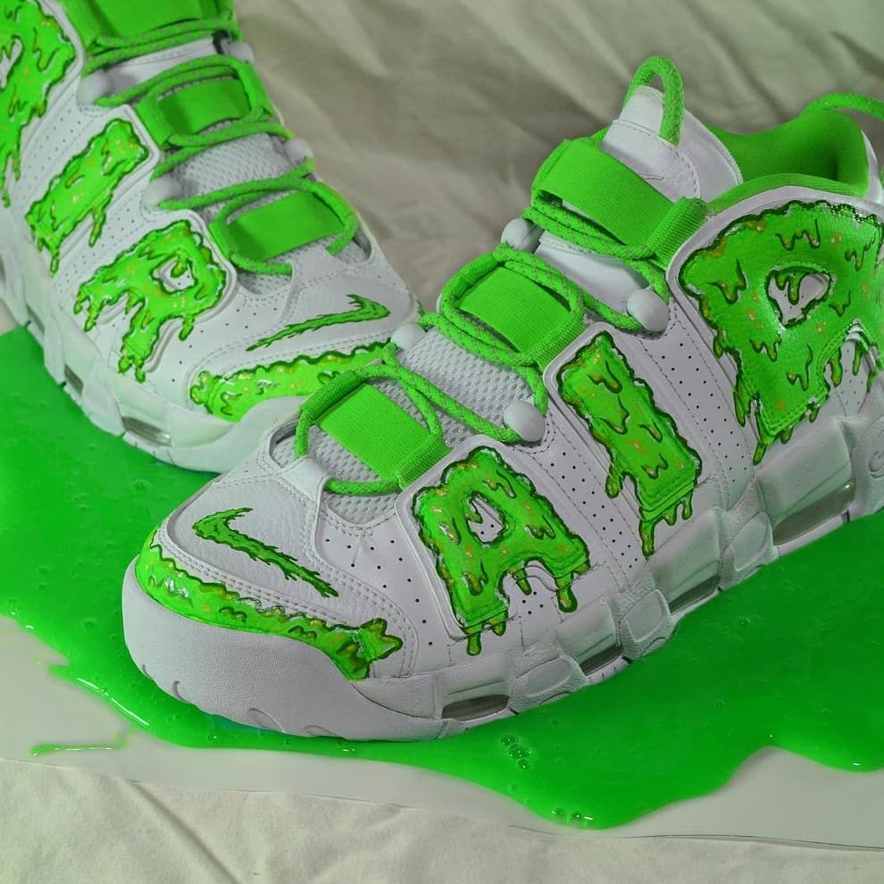 ? “Slime Time” Air More Uptempo Custom By @swellguycustoms ??inspired by  that nostalgic '90s… | Sneakers fashion, Louis vuitton shoes sneakers,  Custom nike shoes