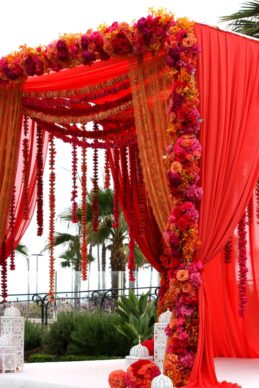 Mandap Showing Full Garland Across And Down Both Sides Of Entrance