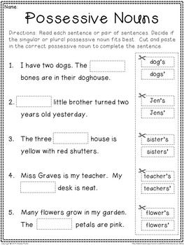 2nd Grade Possessive Nouns Worksheet