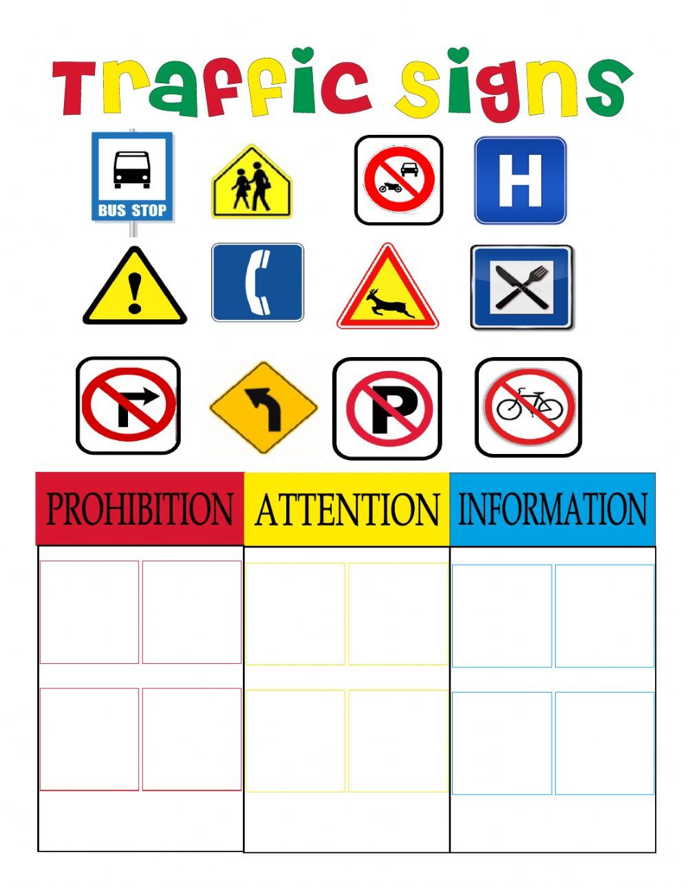 traffic signs are displayed on a white background