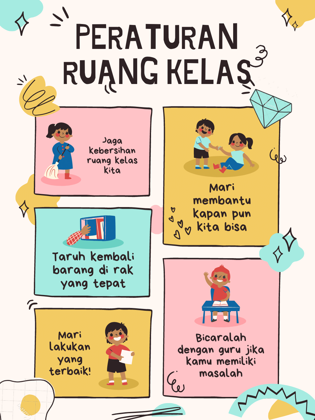 Poster Aturan Kelas Gambar Tangan | Classroom rules, Classroom rules ...