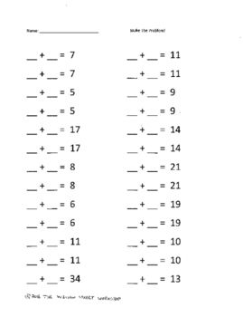 Missing Addends, Addition Worksheet | Addition worksheets, Missing ...