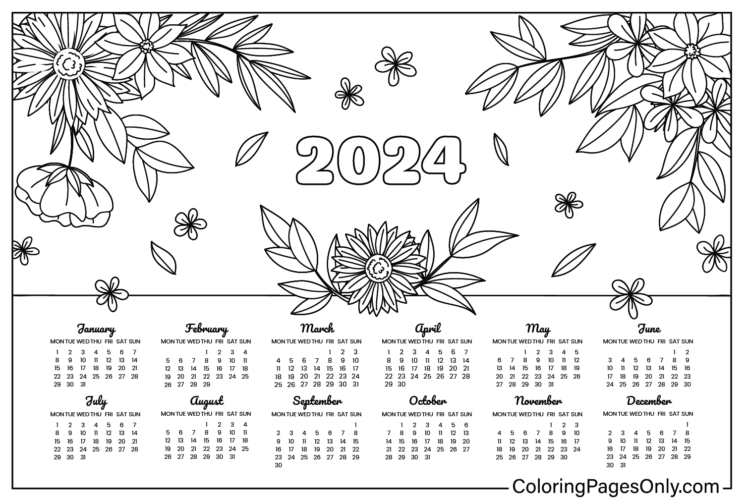 Free Printable Coloring Calendar 2024 – NBKomputer