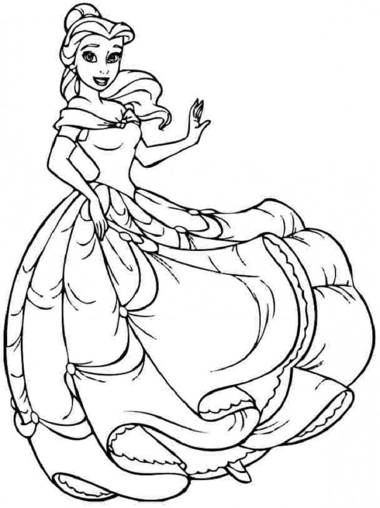 Belle Coloring Pages Ball Gown | Belle coloring pages, Coloring pages ...