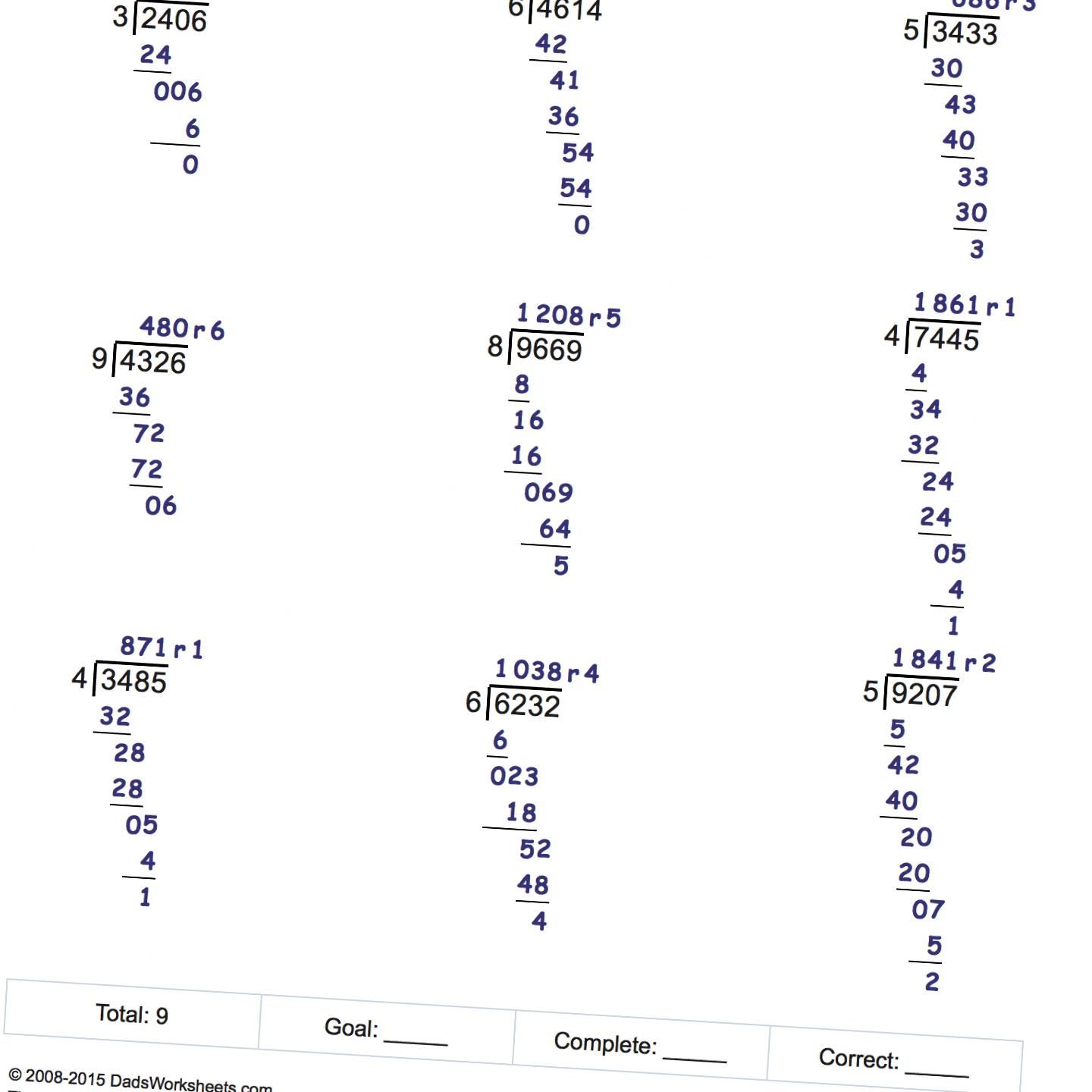 Long Division 5th Grade Worksheet