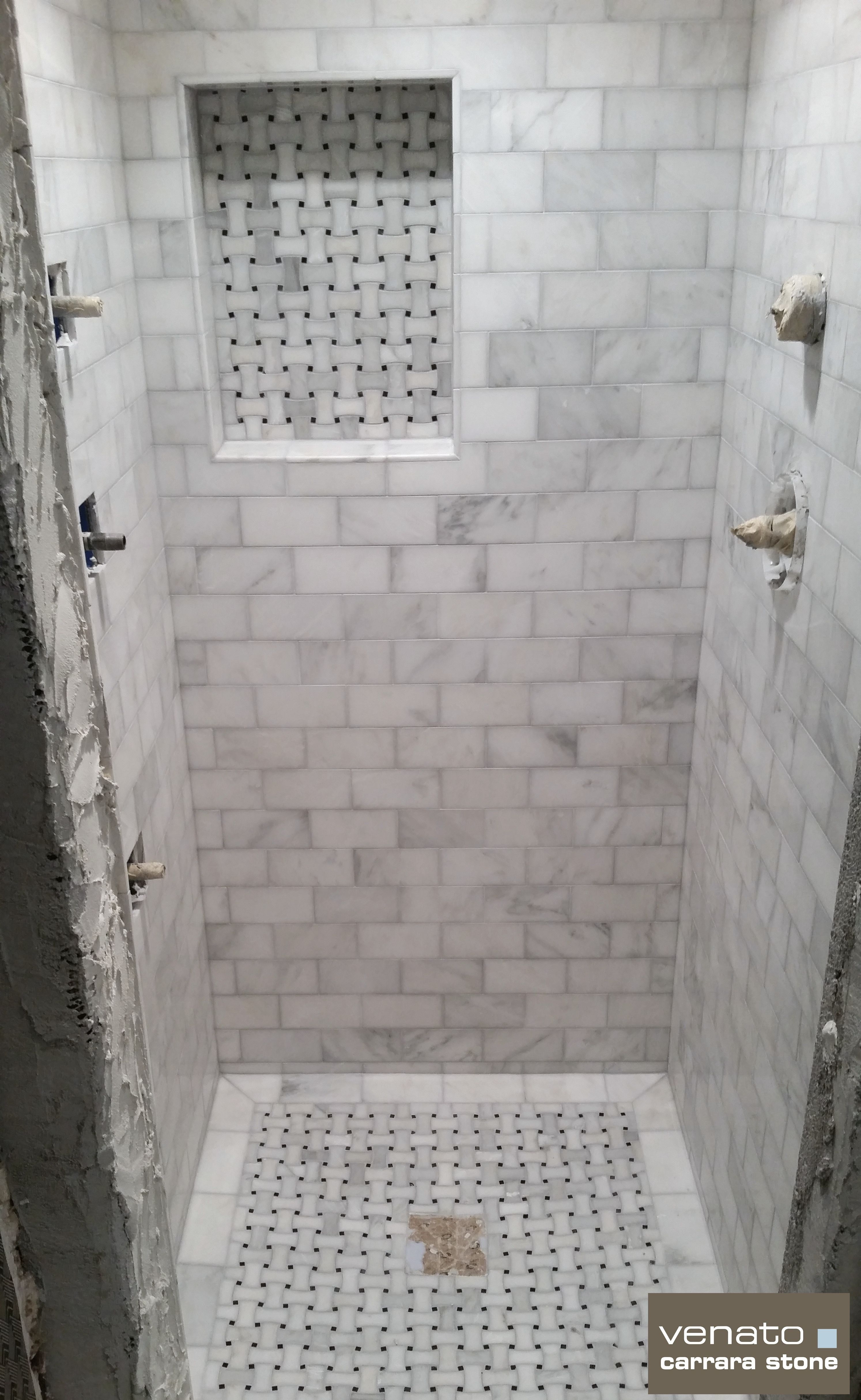 Carrara Venato Shower With Dogbone Basketweave Jennifer