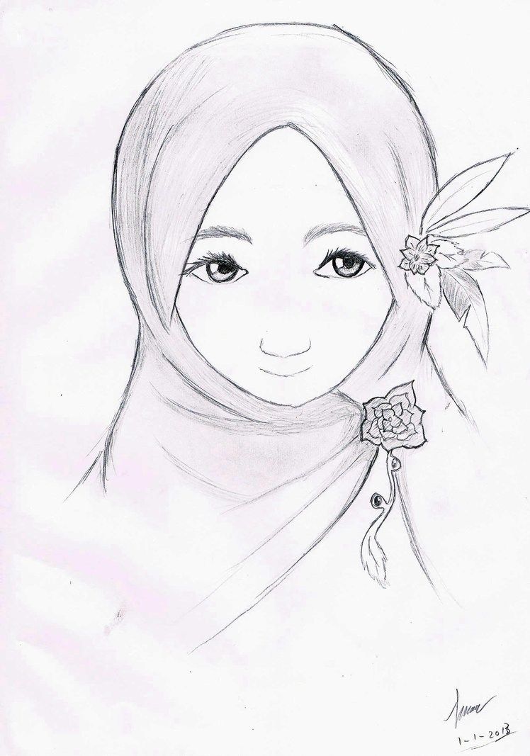 Sketsa Gambar Orang Berhijab Gambar Sketsa Dan Menarik Yang Kami