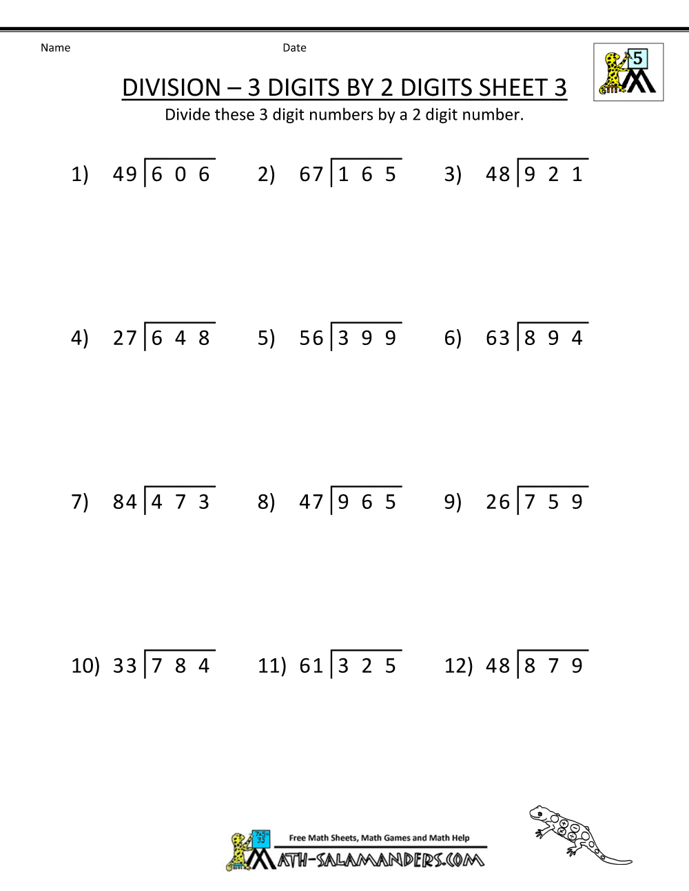 Long Division Worksheets With Answers