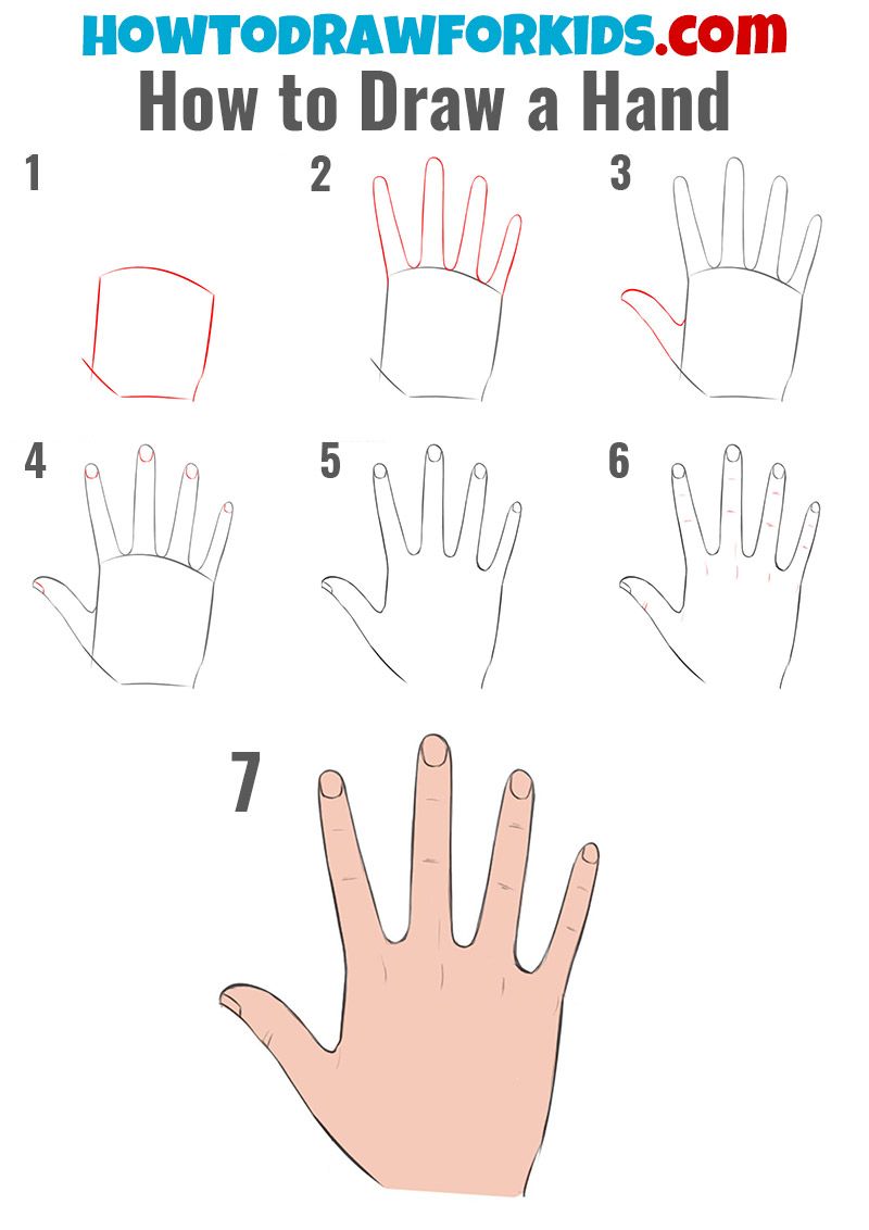 How to draw a hand easy for kids | Easy hand drawings, How to draw ...