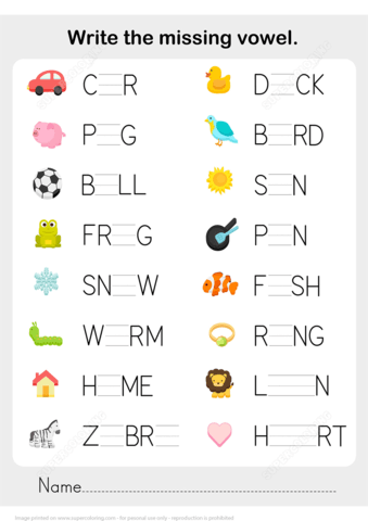 Write the Missing Vowel Worksheet Copy from Guess the word puzzles ...