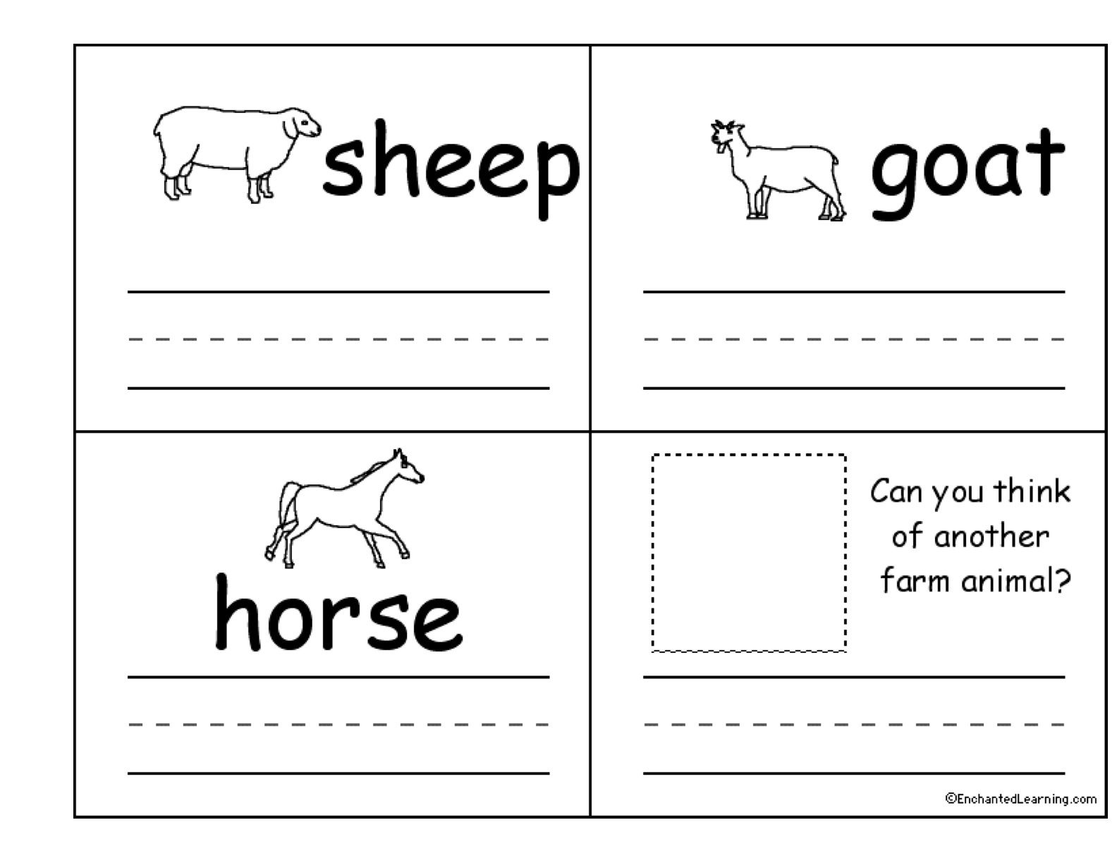 Farm Animals Worksheets For Kindergarten