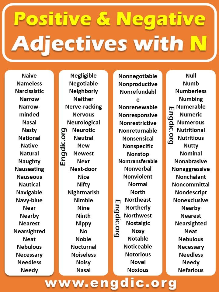 All Adjectives that Start with N (Sorted List) - EngDic | Essay writing ...