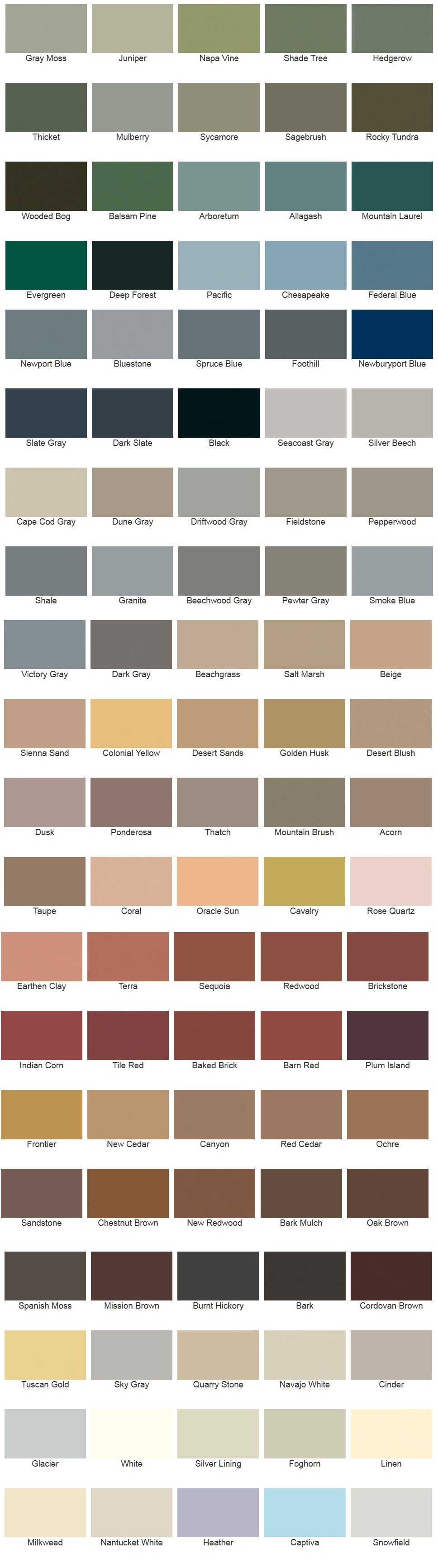 Sherwin Williams Deck Paint Color Chart