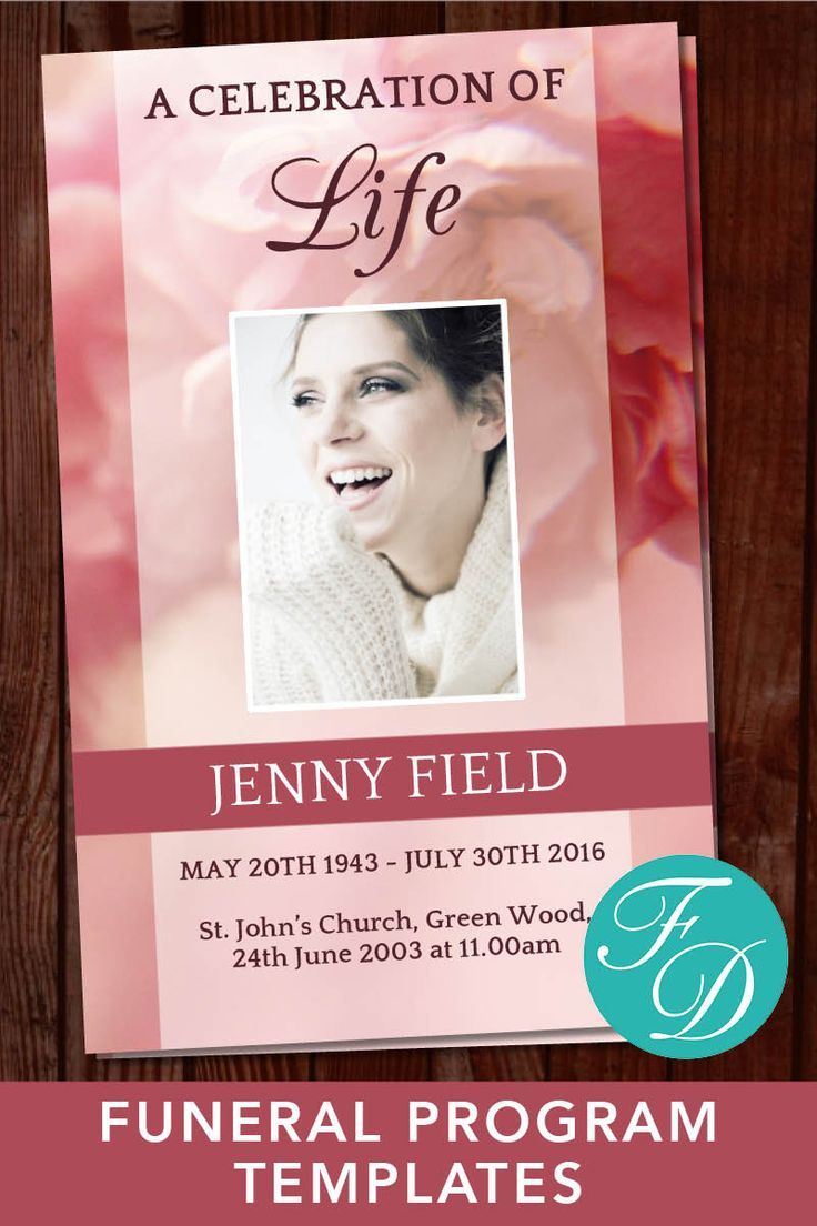 Pink Floral Funeral Program Template | Celebration of Life | Order of ...