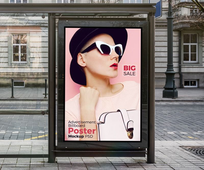 Bus Shelter Vertical Billboard – Download Free PSD Mockup Bus Stop ...