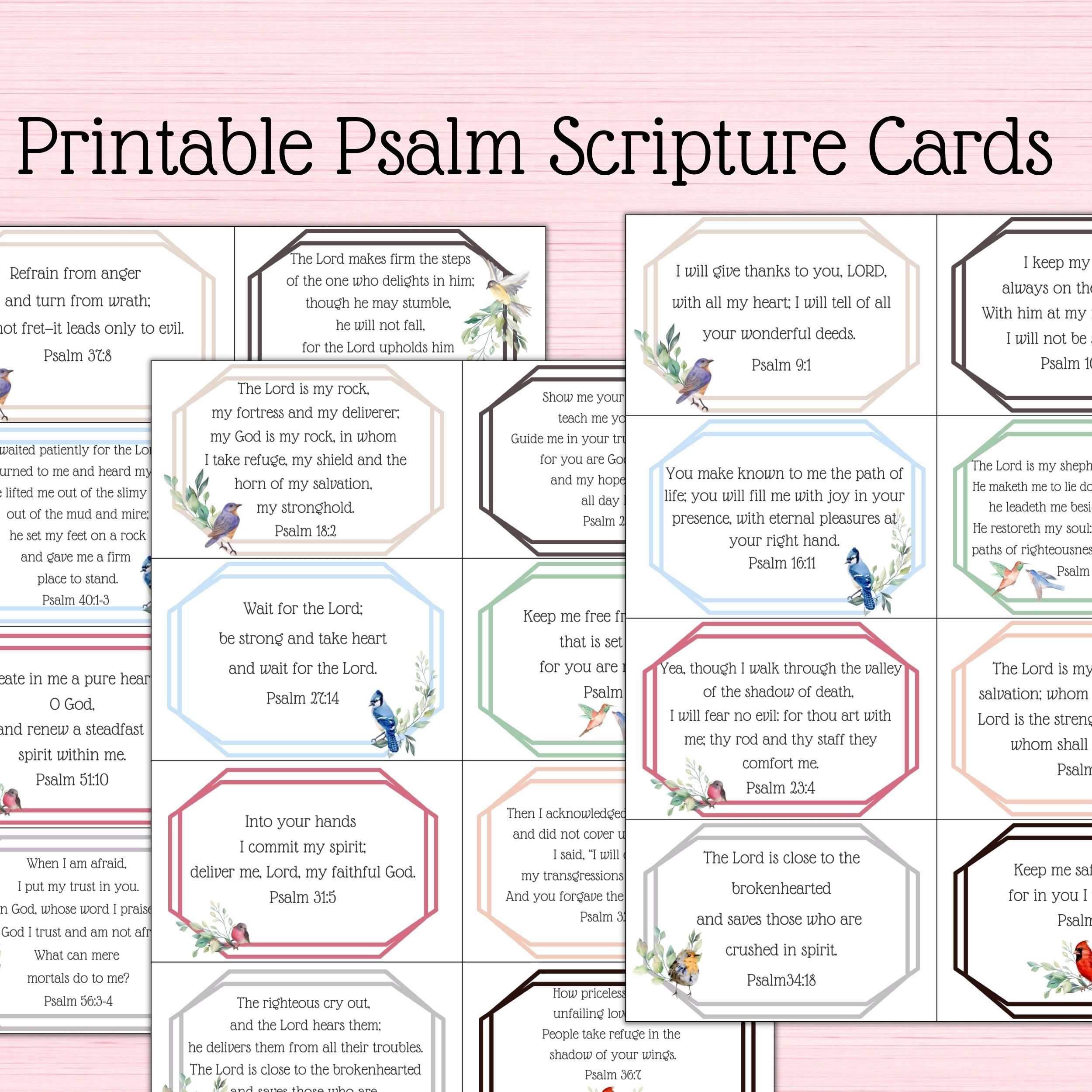 Psalm Scripture Cards| Bible Verse Cards| Encouraging Words| Digital ...