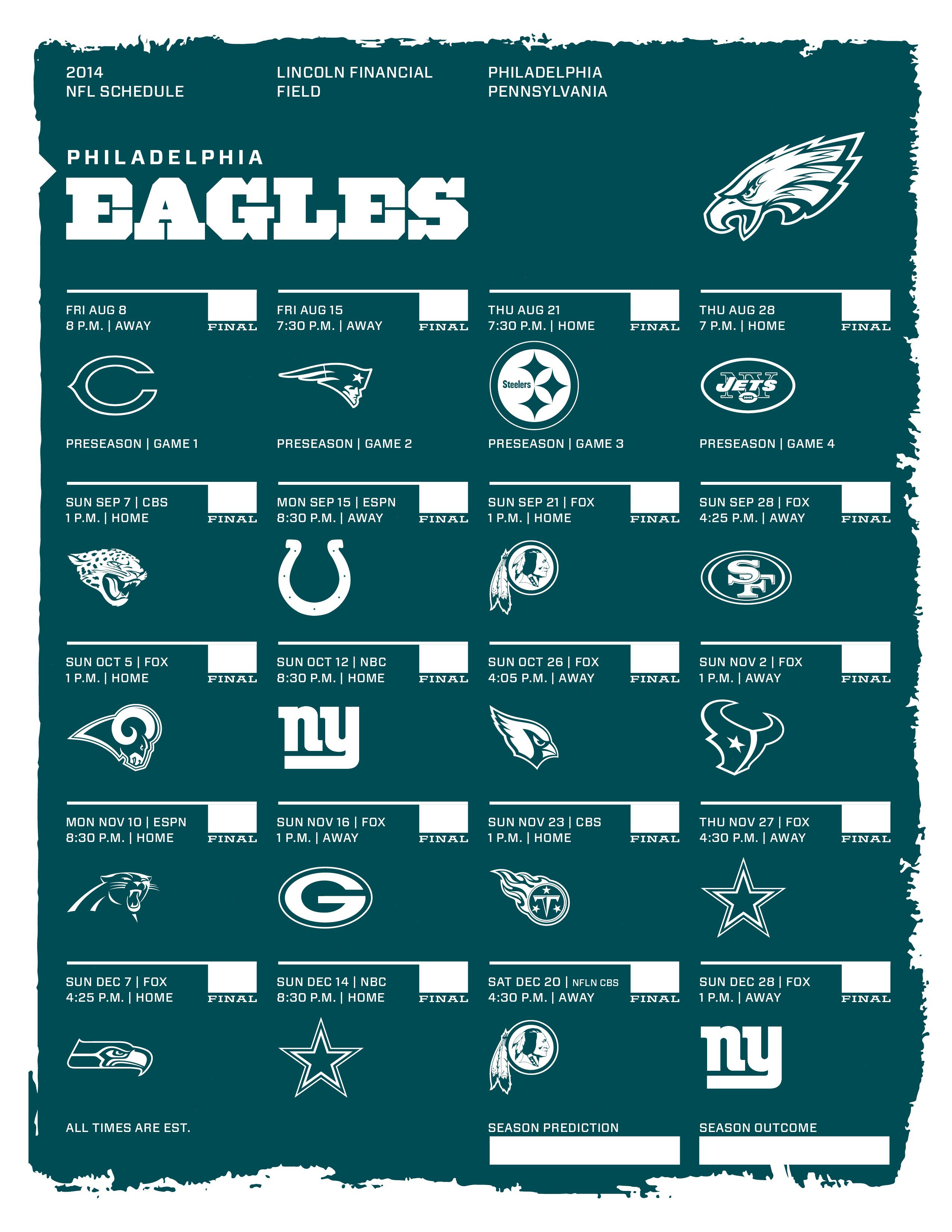 Philadelphia Eagles 2024 Printable Schedule