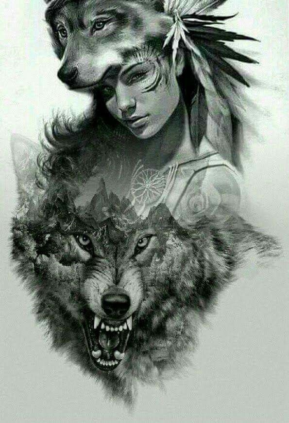 Resultado de imagem para native american tattoo | Tatouage loup, Modèle ...