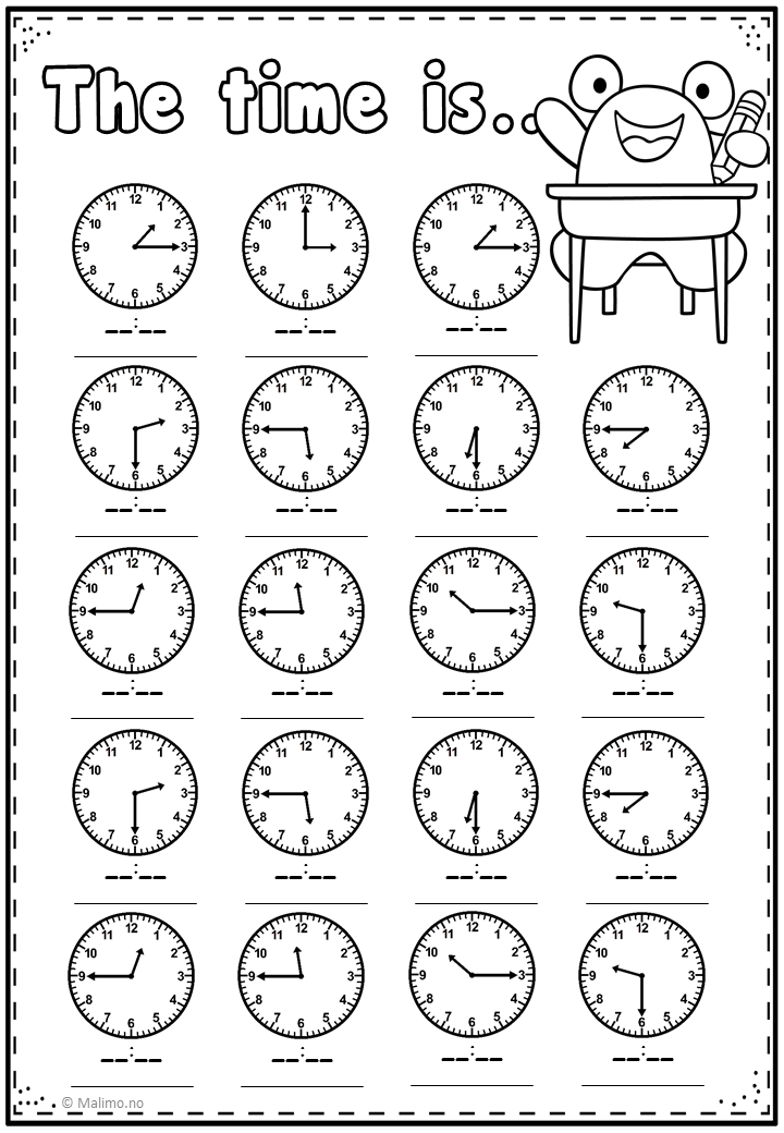 Telling Time Practice Printable #TeachingClocks | Time worksheets