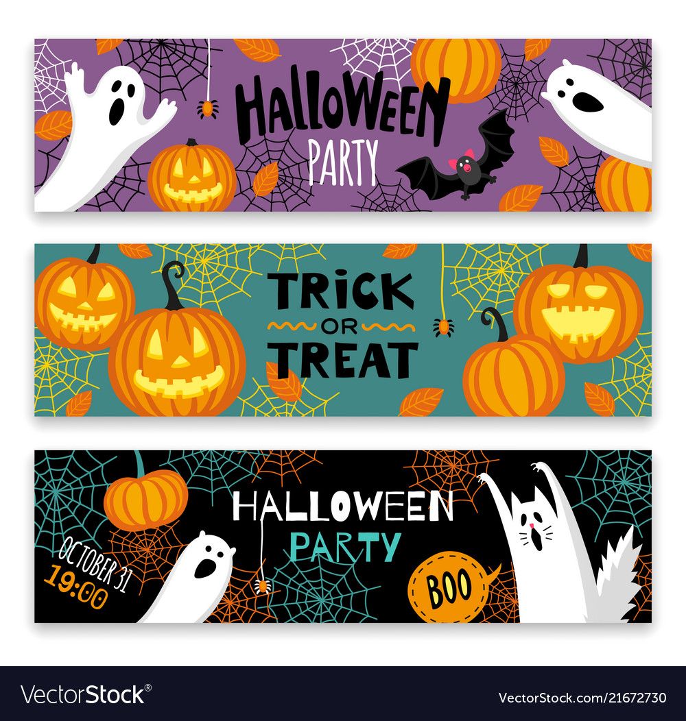 Collection of halloween banner templates Vector Image Halloween Treat ...