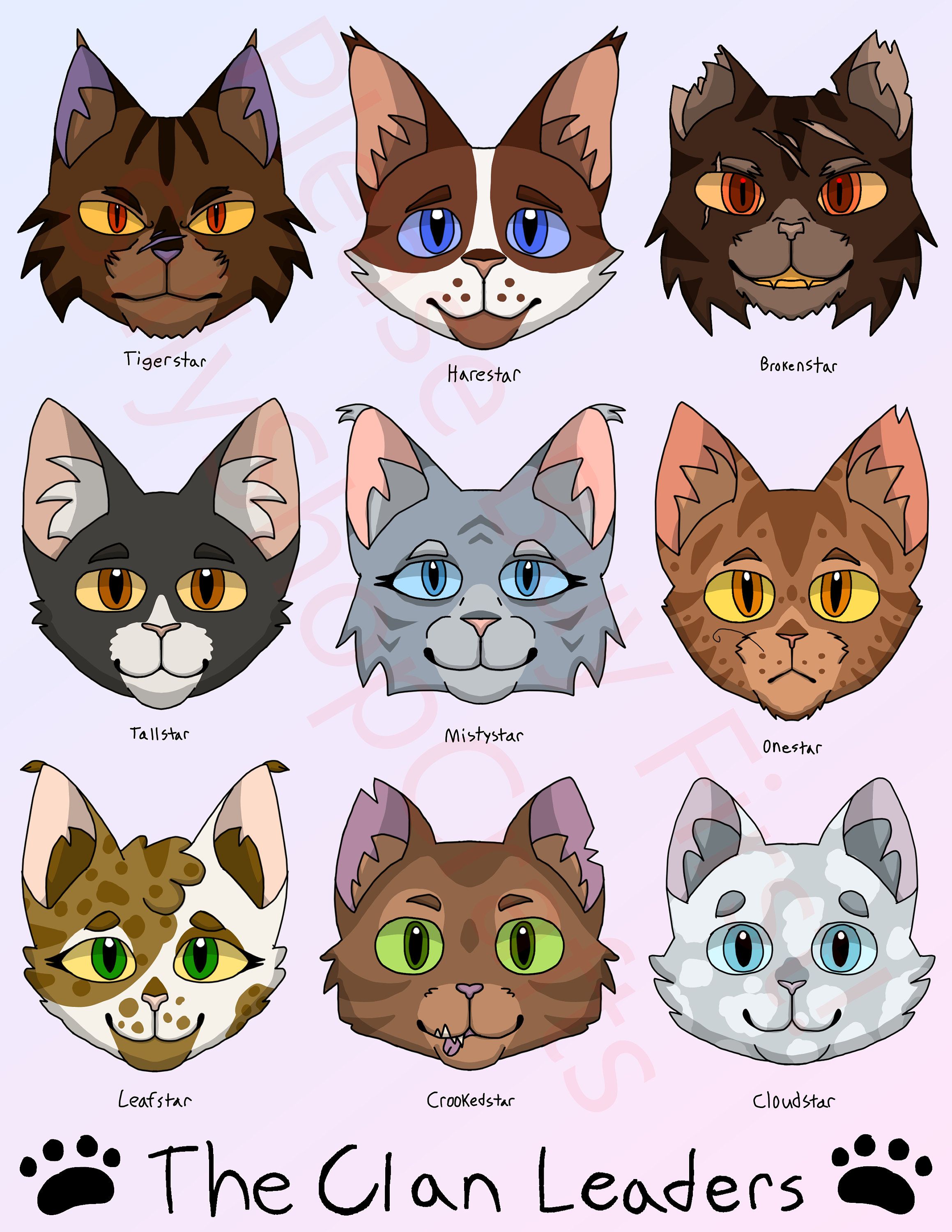 Warrior Cats SVG Digital Stickers INSTANT DOWNLOAD: Clan Leaders Set 2 ...