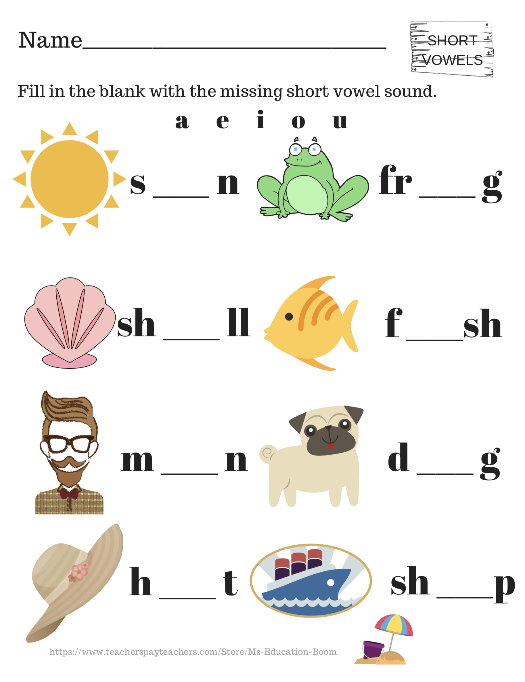 Short Vowel Worksheets