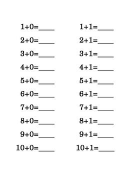 Addition Numbers Zero and One Kindergarten Math. Kindergarten ...