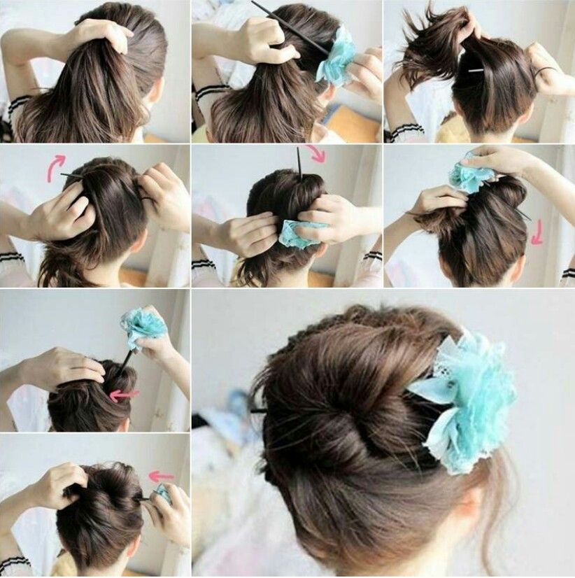 Easy diy hair idea, use a chopstick or pencil and tie a