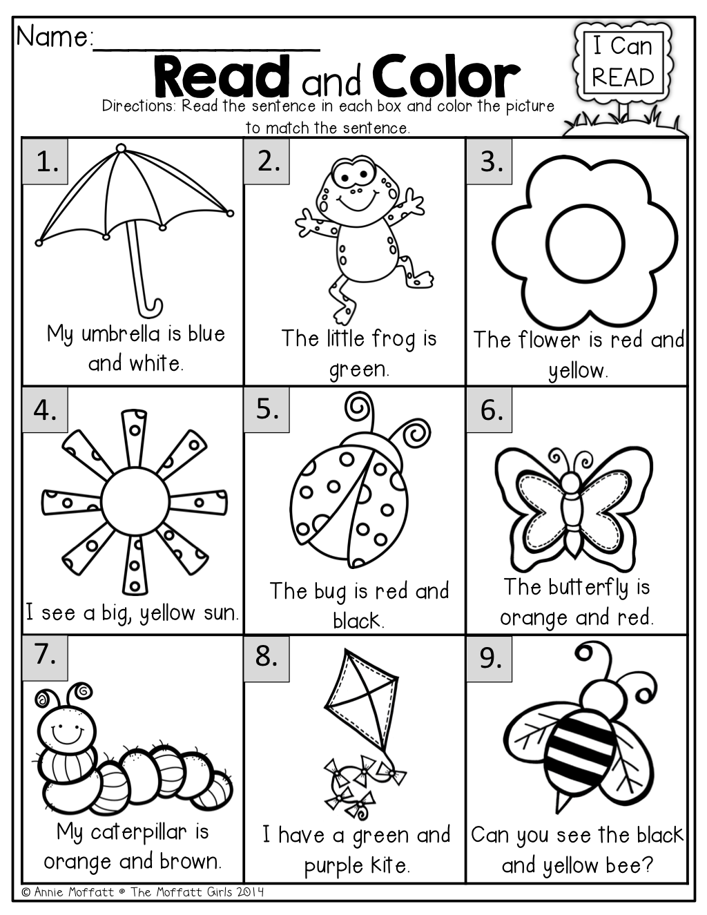 Read and Color….simple sentences for early readers! | Kindergarten ...