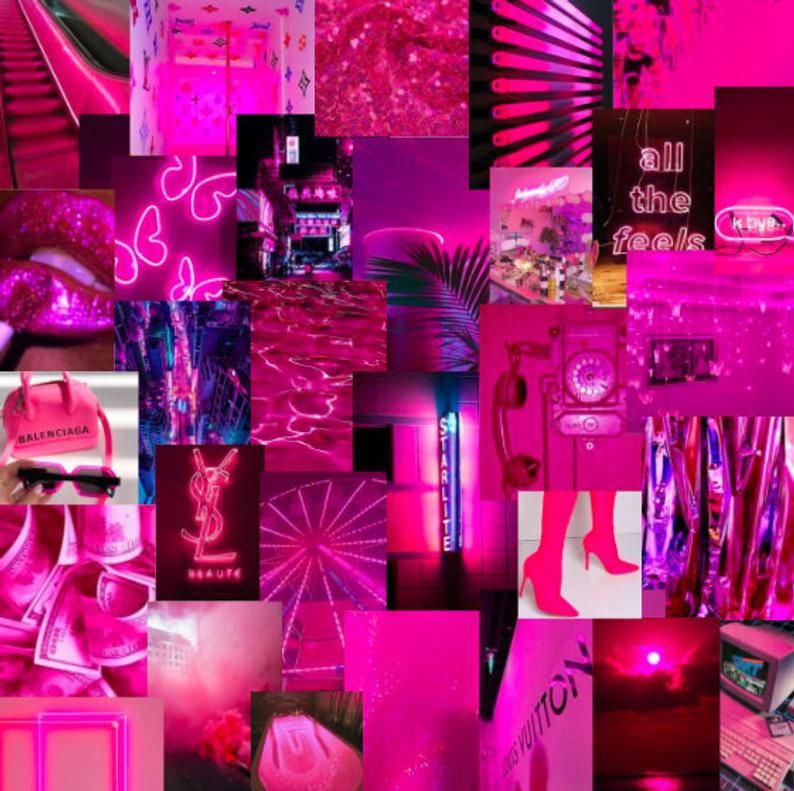 50pc Neon Pink Photo Collage Kit | Etsy | Love pink wallpaper, I love ...