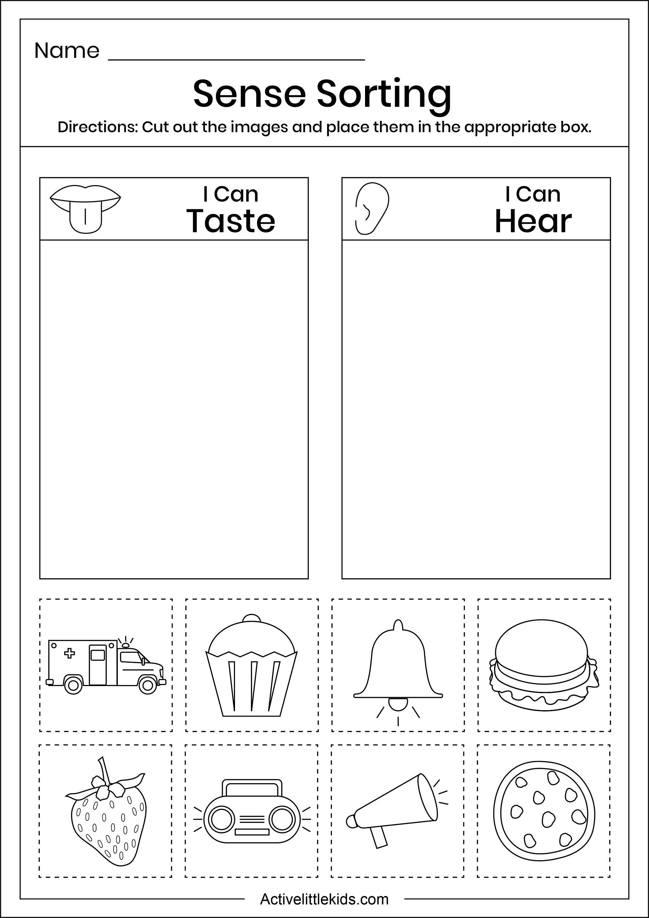 5 Senses Printable Worksheets For Kindergarten Students. It Has 15 